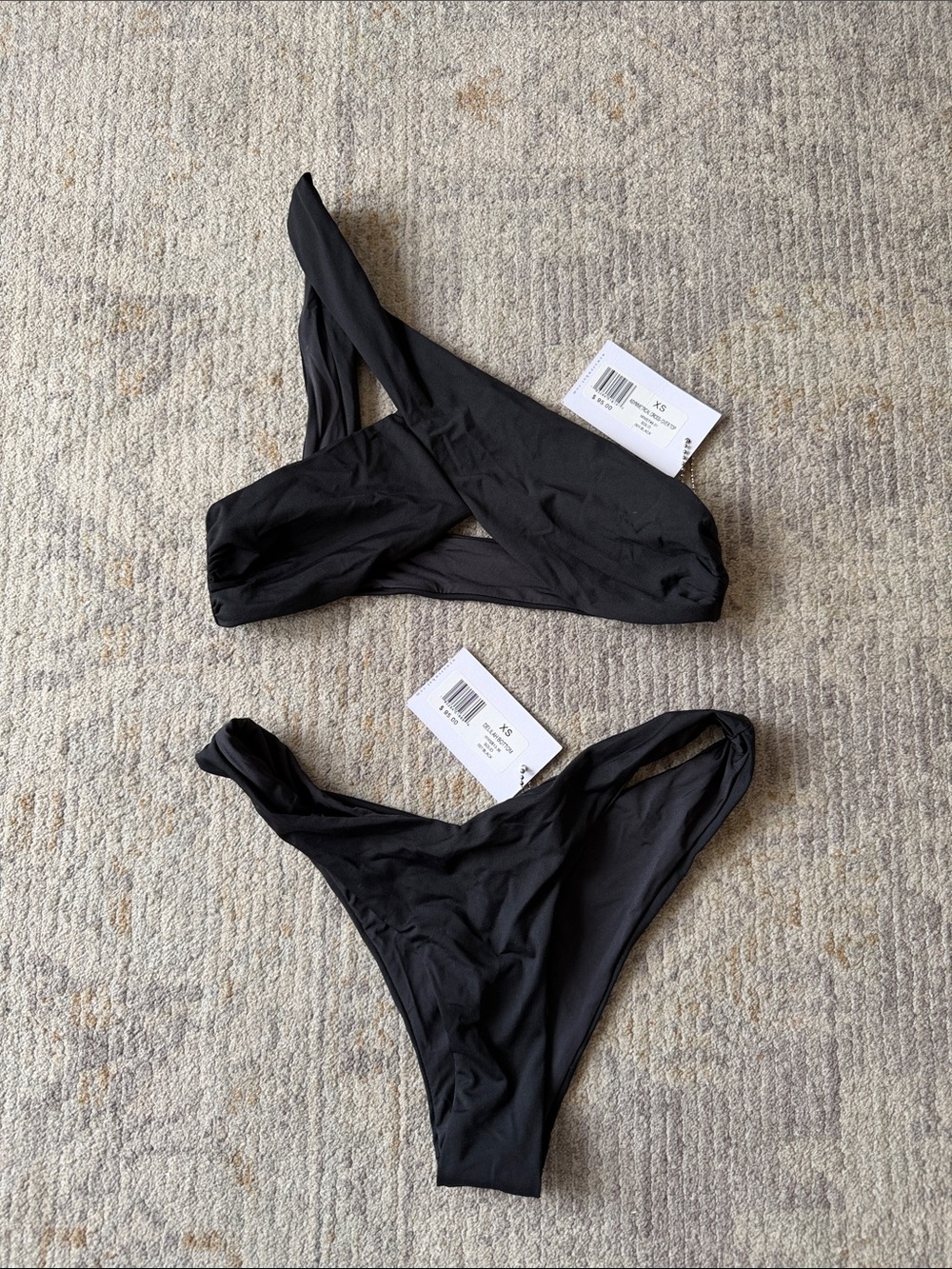 WeWoreWhat Black Asymmetrical Two-Piece Bikini